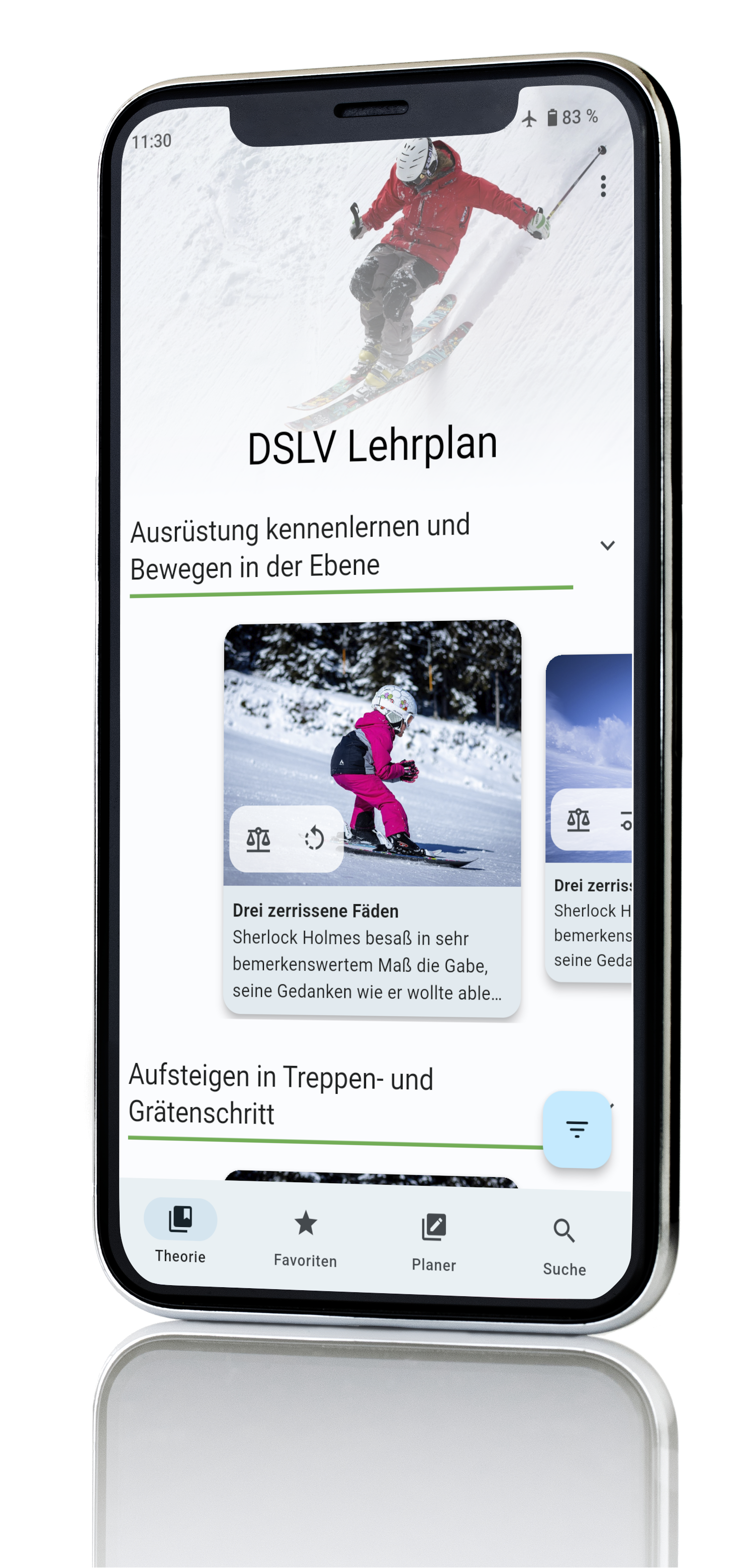 Smartphone mit der neuen How-to-ski app